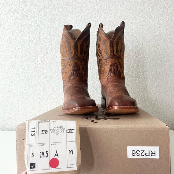 NEW Rod Patrick Mens Cowboy Boots 14.5A Perro Loco Brown Western Square Toe - Picture 11 of 11